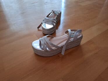 женские пляжные шлепанцы: Размер: 40, цвет - Серебристый, Б/у — 2