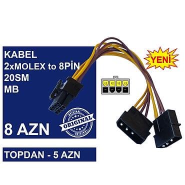 Masaüstü kompüterlər və komponentlər: Kabellər "4/8/24pin/MOLEX CPU/MB Original" MƏHSULLAR TAM ORİGİNALDIR — 7