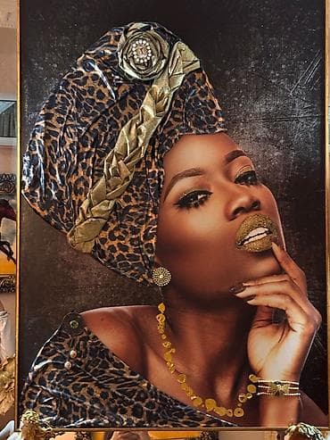 ev şəkli: Afrika temalı dekorativ tablo - Texnika: Qarışıq media – yüksək — 2