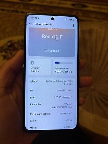 xiaomi note 9 s: Oppo Reno 12 F, 256 GB, rəng - Qara — 5
