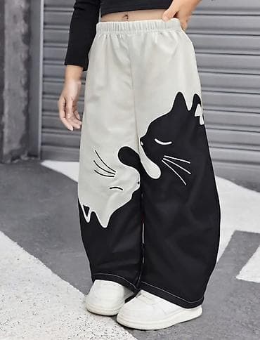 uşaq tərlikləri: Uşaq üçün geniş kəsimli printli şalvar - Model: iki rəngli — 2