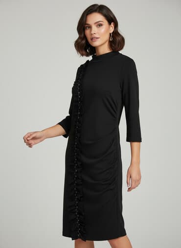 qadın ucun donlar: Qara rəngli zərif qadın paltarı. - Model: mini/orta uzunluqda, bədənə — 1