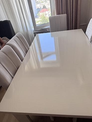 Qonaq otağı üçün, İşlənmiş, Dördbucaq masa, 6 stul — 1