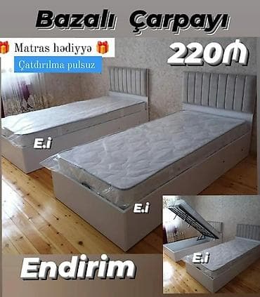 2 el mebeller: Təknəfərlik çarpayı, Bazalı, Matras ilə, Siyirməsiz — 1