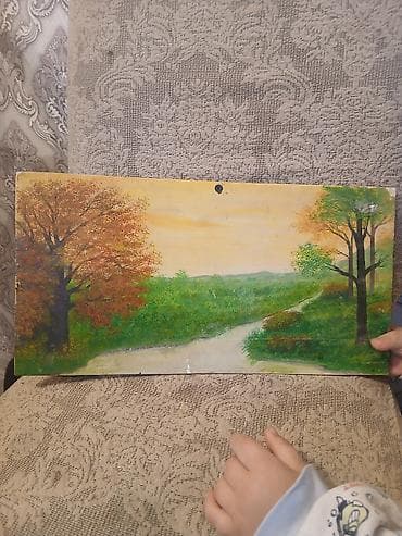 Əl işi rəsm əsəri – peyzaj - Mövzu: Sakit kənd yolu, yaşıllıqlar və