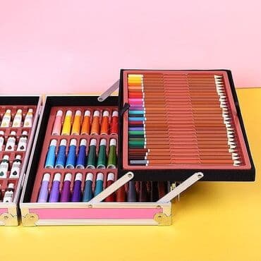 uşaqlar üçün casus dəsti: 🎨Rənkləmə rəsim seti. 🖌145 parcadan ibaretdi. 🧳diplomat rəsim dəsti — 7