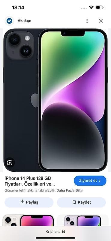 IPhone 14, 128 GB, Qara, Face ID