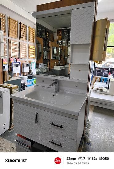 moydalar: Hamam üçün lavabo və güzgülü dolab dəsti - Material: Ağ rəngli — 1