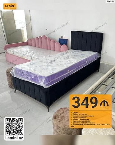 Məhsul: Çarpayı - Ölçü: 90 x 200 sm - Mexanizm: Açılmayan, bazasız - — 1