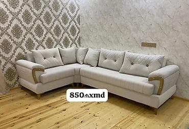 super mebel: Künc divan – açıq-bej rəng, müasir klassik dizayn. - L‑şəkilli — 1