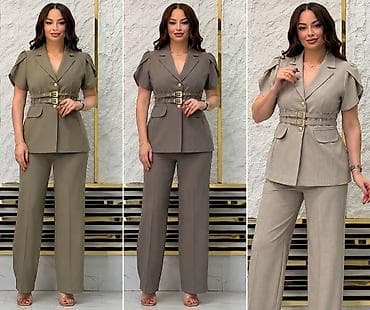 gumus destler: Qadınlar üçün iki hissəli kostyum dəsti razmer M L XL 2XL - Model — 2