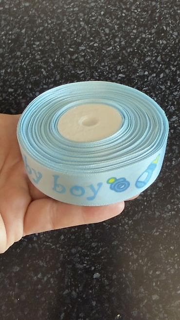 Mavi temalı dekorativ lent – “boy” yazılı - Rəng: açıq mavi - — 2