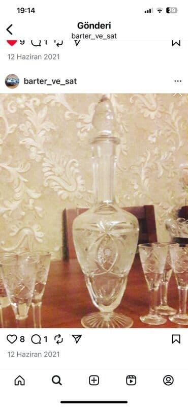 Kristal şüşə məmulatları dəsti - Karaf və qədəh dəsti: Ştamplı lalafo.az -da Kristal şüşə məmulatları dəsti - Karaf və qədəh dəsti: Ştamplı