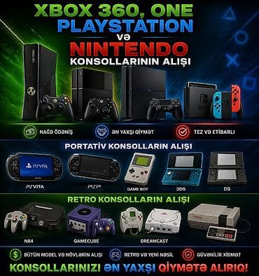 Xbox 360, Xbox One, PlayStation və Nintendo konsollarının alışı