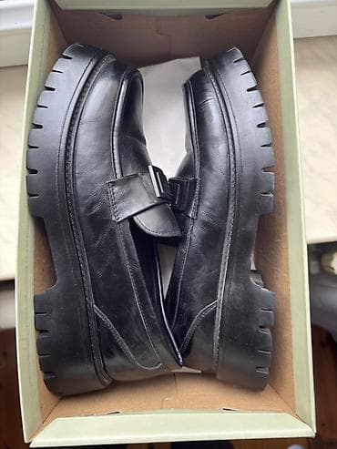 Мокасины и лоферы: Qara dəri loferlər - Material: hamar qara dəri üstlük, dəri içlik - — 1