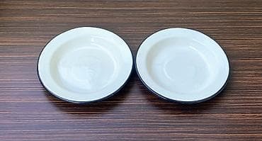 heykeller: Emal örtüklü dərin boşqablar (3 ədəd) Sovetindir. Anlayışı olan — 2