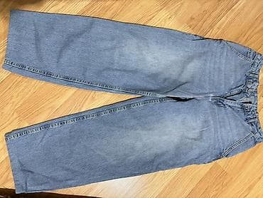 Denim geyim dəsti - 2 ədəd klassik kəsimli mavi cins şalvar: düz