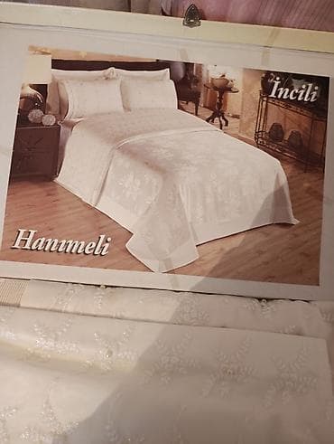 Hanmeli “İncili” yataq dəsti - Rəng: krem/ivory tonlarında - Dizayn