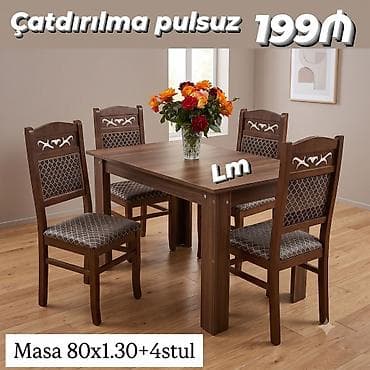 kohnə stul: Masa dəsti MASA +4 STULL💥 Qiymət : 199₼ Masa ölçü: 80x1.30 🆘 RƏNG — 1