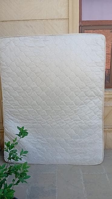 bambu: Orta ölçülü döşək - Rəng: ağ, naxışlı quilted (rombvari tikiş) - — 1