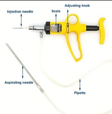 Avtomatik doza tənzimləyicili baytarlıq inyeksiya şprisi seti