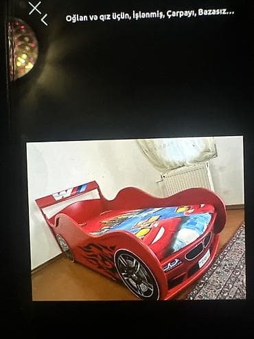 07 masin sekilleri: Uşaq çarpayısı – “maşın” dizaynlı, bazasız model. - Rəng: parlaq — 2