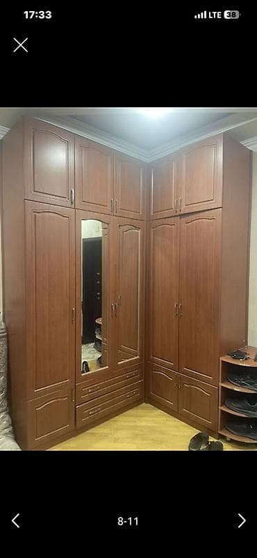 dekor ref: Mebel dəsti 1) Künc qarderob - Material: ağac fakturalı laminat — 1