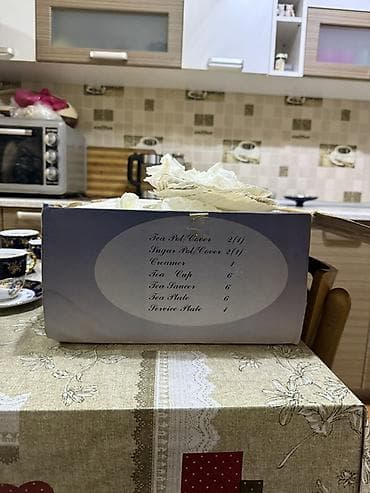 çay servis: Çay dəsti, rəng - Göy, Farfor — 2