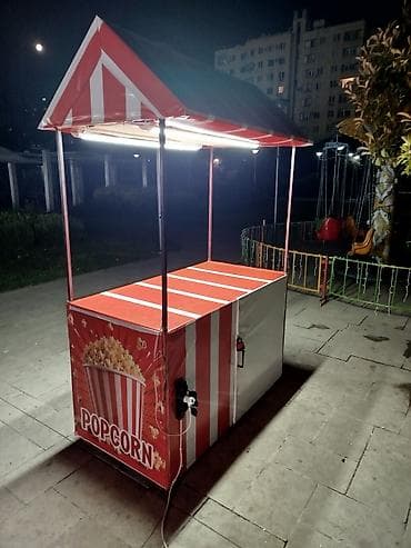 Popkorn satışı üçün səyyar köşk - Dizayn: Qırmızı-ağ zolaqlı tent — 4