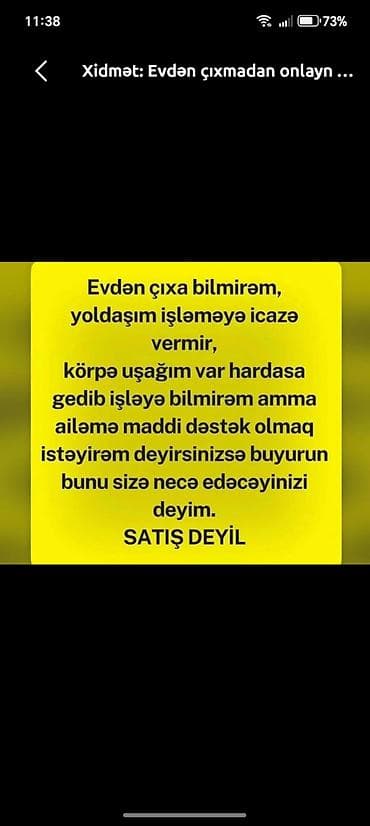 Tikinti və təmir: Xidmət: Evdən çıxmadan onlayn gəlir imkanı Təsvir: - Evdən işləməklə — 1