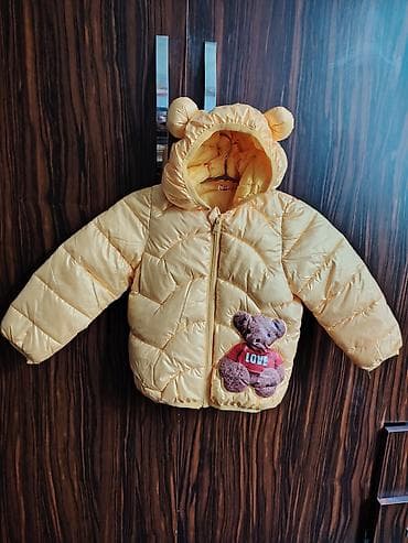 teddy kurtka: Uşaq üçün qışlıq şişmə gödəkçə - Rəng: açıq sarı - Model: kapüşonlu — 1