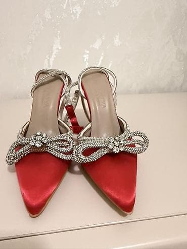 Basanoşka və səndəllər: Ölçü: 37, rəng - Qırmızı, Yeni — 3