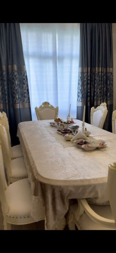 şuşə masa: Qonaq otağı üçün, Yeni, Açılan, 8 stul — 6