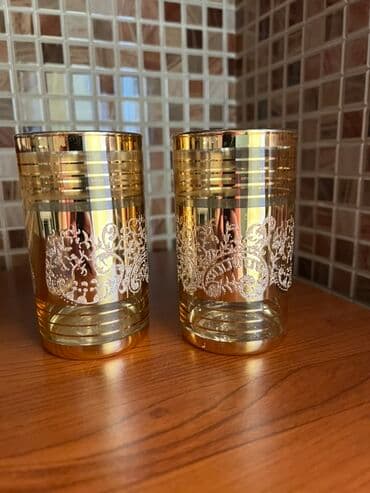 Stəkanlar: Stəkanlar, rəng - Qızılı, Şüşə, 6 ədədli dəst, 200 ml, Çexiya