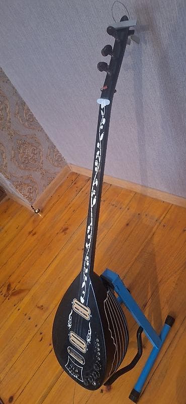 qara canta: Elektrik saz (elektro-bağlama) – qara rəng, dekorativ naxışlı — 4