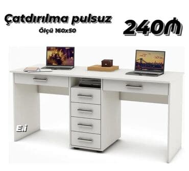 Kompüter masası, Açılmayan, Dördbucaq masa