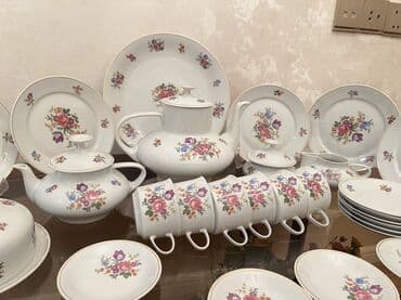 saxsi qablar hazirlanmasi: Nahar dəsti, rəng - Ağ, Farfor — 1