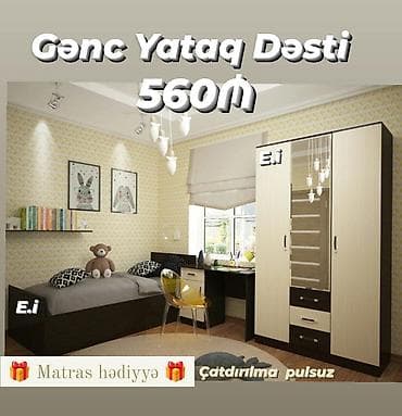 qapi sifarisi: Gənc Yataq Dəsti – müasir və funksional dizayn Dəst tərkibi: - Tək — 1