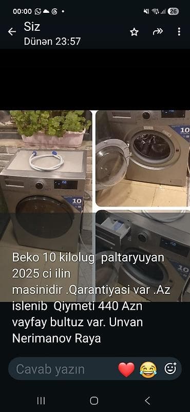 060 mobil operator: Beko paltaryuyan maşın, 10 kq yükləmə. - İli: 2025 - Zəmanət var - — 1