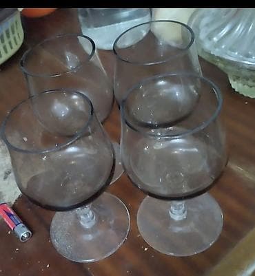 Qədəhlər, rəng - Boz, Şüşə, 4 ədədli dəst