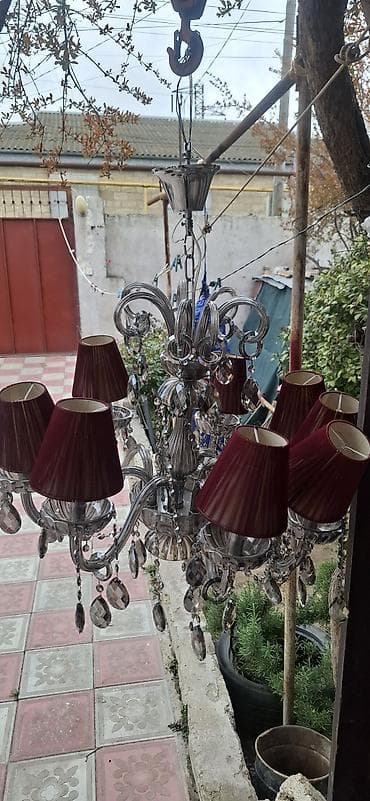led lustra: Çılçıraq, 4 lampa, Xrustal — 6