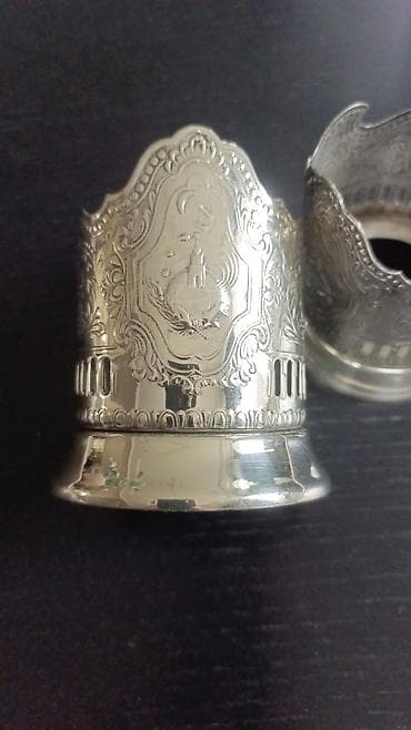 klonka sufreler: Sovet podstakanniki,kolçuqino-1960-cı illər.ideal vəziyyət.MNS.Gümüşü — 4