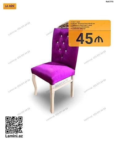 balkon stul: Klassik üslublu yumşaq stul - Model: Kod 2715 - Komplektasiya: 1 ədəd — 1