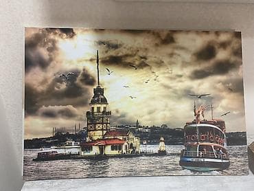 cipsi sekilleri: Mövzu: Qız Qalası və İstanbul boğazı mənzərəli dekorativ tablo, işığı — 1