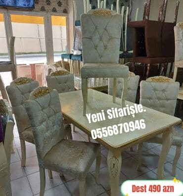 ev stolu: Qonaq otağı üçün, Yeni, Açılan, Dördbucaq masa, 6 stul — 6