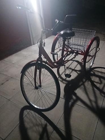 Qırmızı üçtəkərli velosiped – böyük arxa səbətli şəhər/daşıma modeli — 5