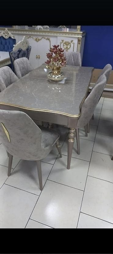 Qonaq otağı üçün, Yeni, Açılan, Dördbucaq masa, 6 stul