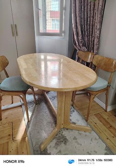 loft masa: Qonaq masası, Açılmayan, Taxta, Oval masa — 4