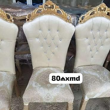 ütu stolu: Taxtalı süsləməli, yumşaq oturacaqlı nahar/kreslo stulları - Klassik — 4