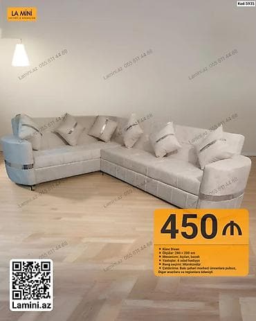 oturaca: Künc Divan – La Mini (Kod: 5935) - Ölçülər: 280 × 200 sm - Mexanizm — 1